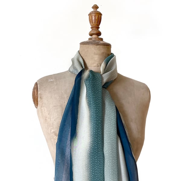 Image of Storm seascape, printed silk chiffon scarf