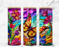 20oz Stain Glass Butterfly tumbler 2
