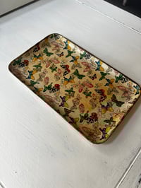Image 2 of Small Vintage Butterfly Print Paper Mache Tray