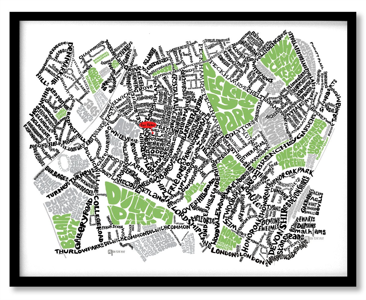 Image of Dulwich Village, East Dulwich & Peckham Rye - London Type map