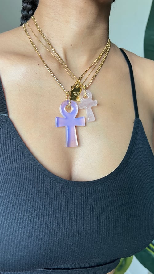 Image of AMORA Large • Crystal Ankh Necklace