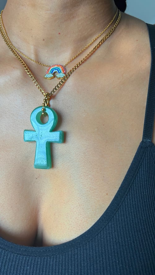 Image of AMORA Large • Crystal Ankh Necklace