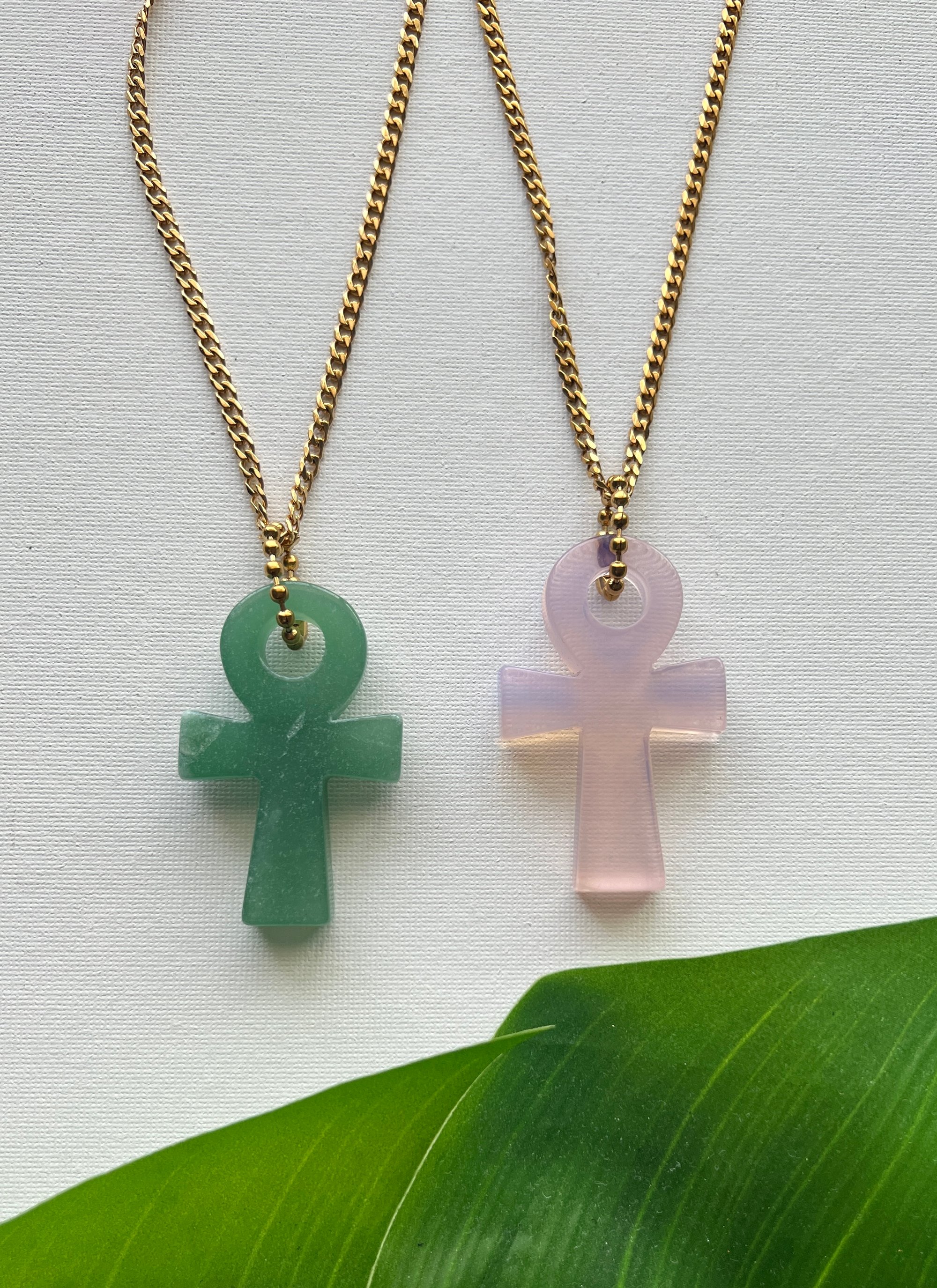 AMORA Large Crystal Ankh Necklace Nirvana Wild