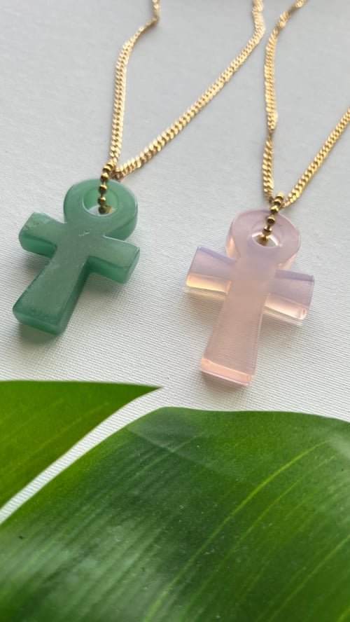 Image of AMORA Large • Crystal Ankh Necklace