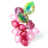 Image 1 of Love-ly Pink Berries with Two Leaves: A strand with 17 Hollow Beads. Ready to Ship.