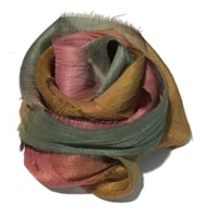 Image 1 of 10YD  SERENADE  HAND DYED SARI SILK RIBBON/HAND DYED BY COLOR KISSED SILK
