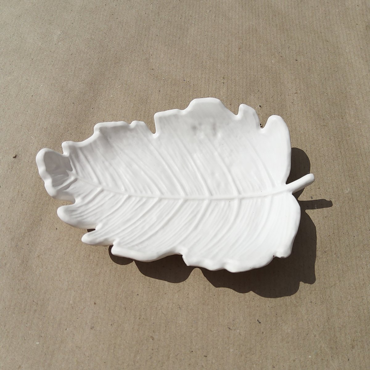 Leaf Shaped White Trinket Tray Dish 