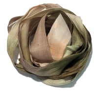 Image 1 of 10YD PINK SANDS HAND DYED SARI SILK RIBBON/HAND DYED BY COLOR KISSED SILK