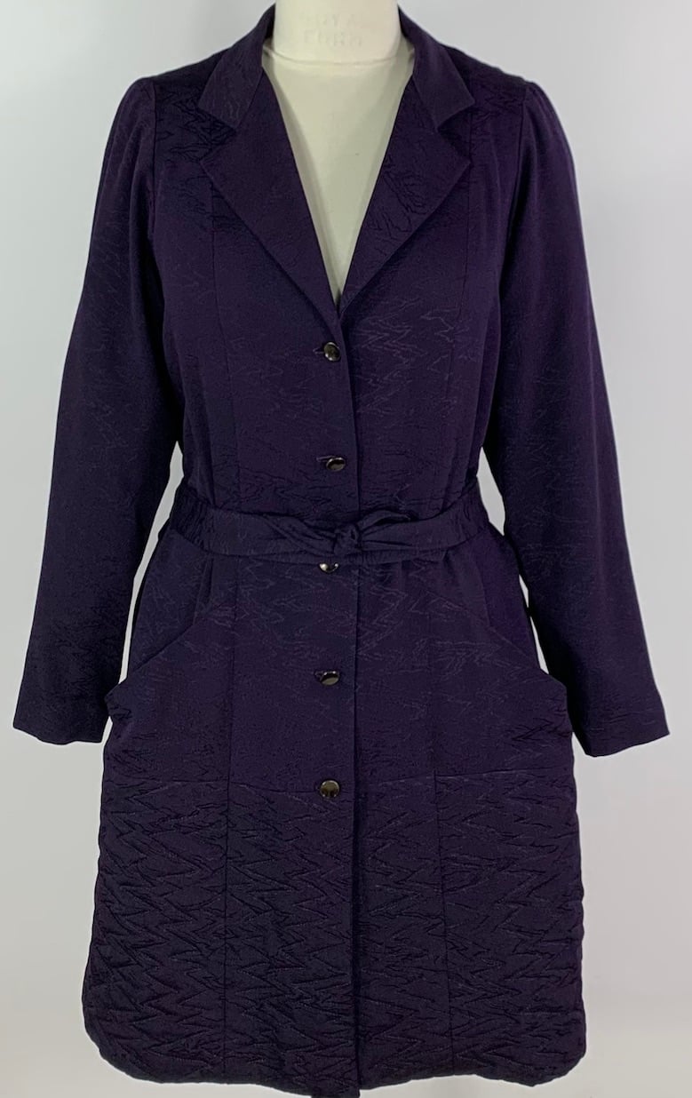 Image of Deep Aubergine Quilted Long Trench