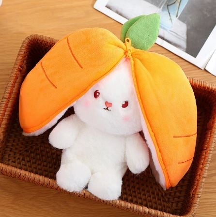 Image of Cute Bunny Plushies within a Strawberry or Carrot - Perfect Kawaii Gift for Girls & Babies