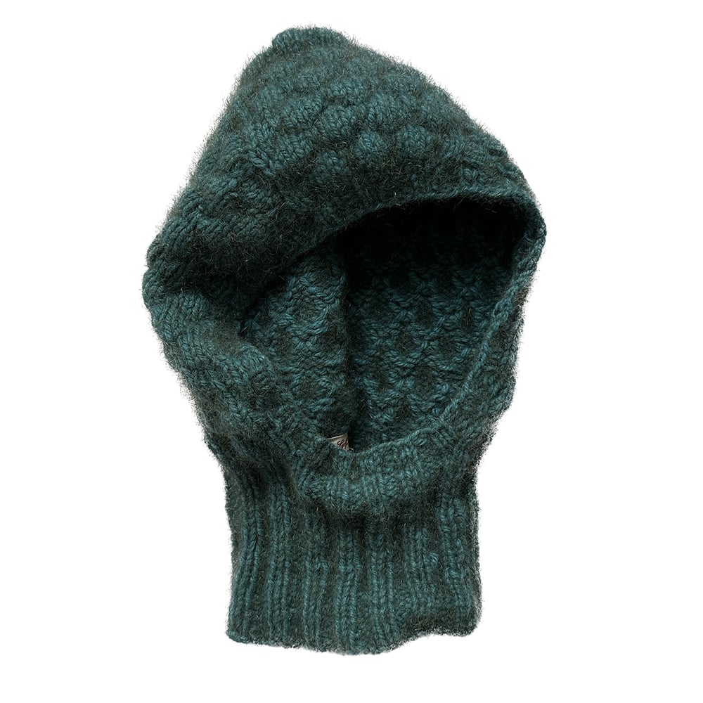 Weekday Disa knit balaclava hood in dusty teal
