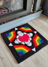 Rainbow Square Heart Tufted Rug