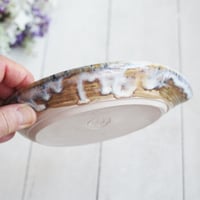 Image 10 of Large Spoon Rest in Rustic Blue Swirly Glaze, Handmade Utensil Dish, Made in USA