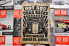 Hot Rod Drag Races Aged Linocut Print (Black ink 120gr edition) FREE SHIPPING