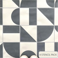 Image 1 of Hamilton Tile 4 Pack Stencils for Patios, Floors, Tiles and Walls-Geometric Stencil - DIY Floor Proj