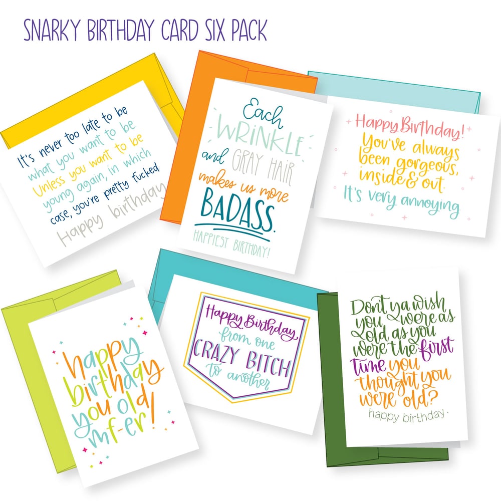Image of Snarky Birthday 6-card pack