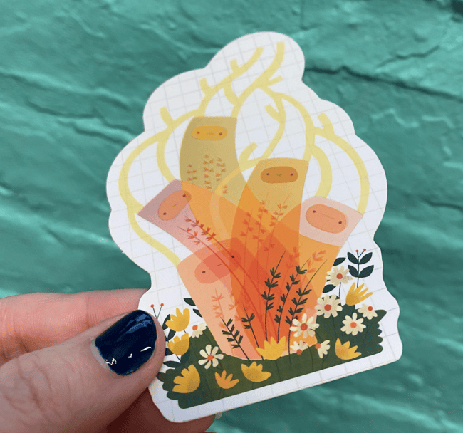 Holographic shimmer vinyl sticker: Spring Sprites