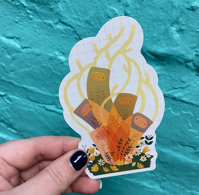 Holographic shimmer vinyl sticker: Spring Sprites