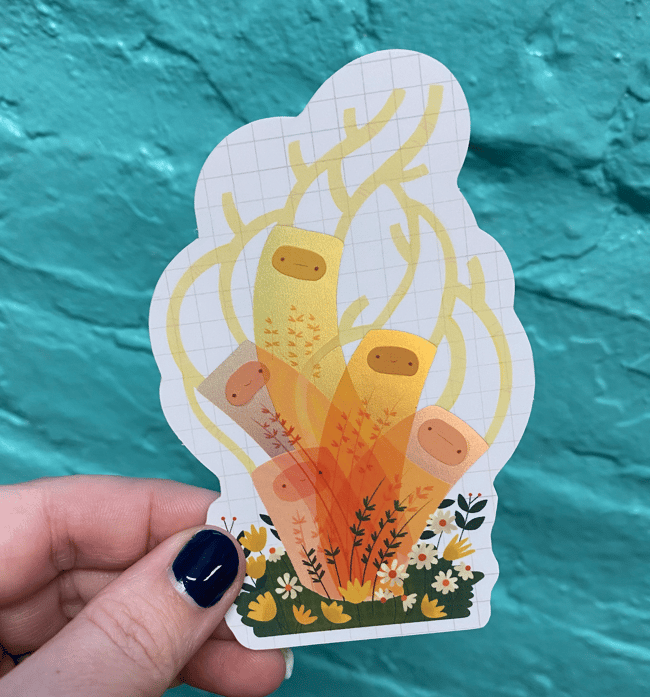 Holographic shimmer vinyl sticker: Spring Sprites
