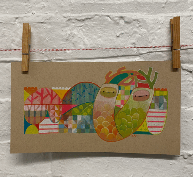 ORIGINAL ART: Spring Sprites 1//approx 10 x 5 //colored pencil drawing