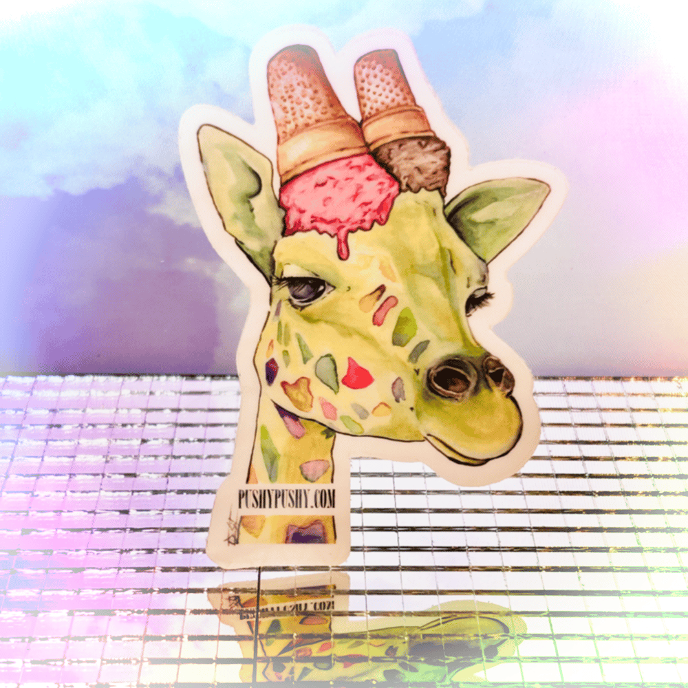 Image of Giraffe Ice cream sticker