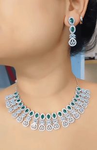 Image 1 of Karuna-Stunning AD Necklace Set  with Earrings 