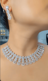 Image 2 of Karuna-Stunning AD Necklace Set  with Earrings 