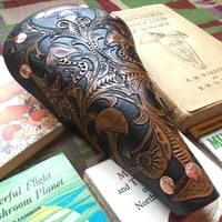 Image 2 of Mushroom Themed Leather Bicycle Saddle