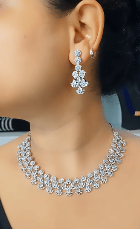 Pin by Gayatri Dhanekula on Quinceanera jewelry in 2024 | Quinceanera  jewelry, Jewelry set design, Cz necklace