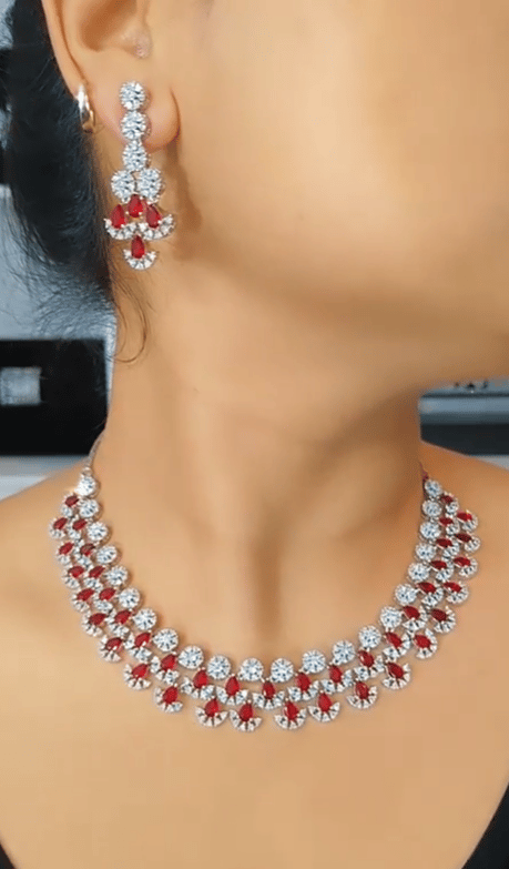 Lakshmi Ruby American Diamond Necklace Set – AG'S