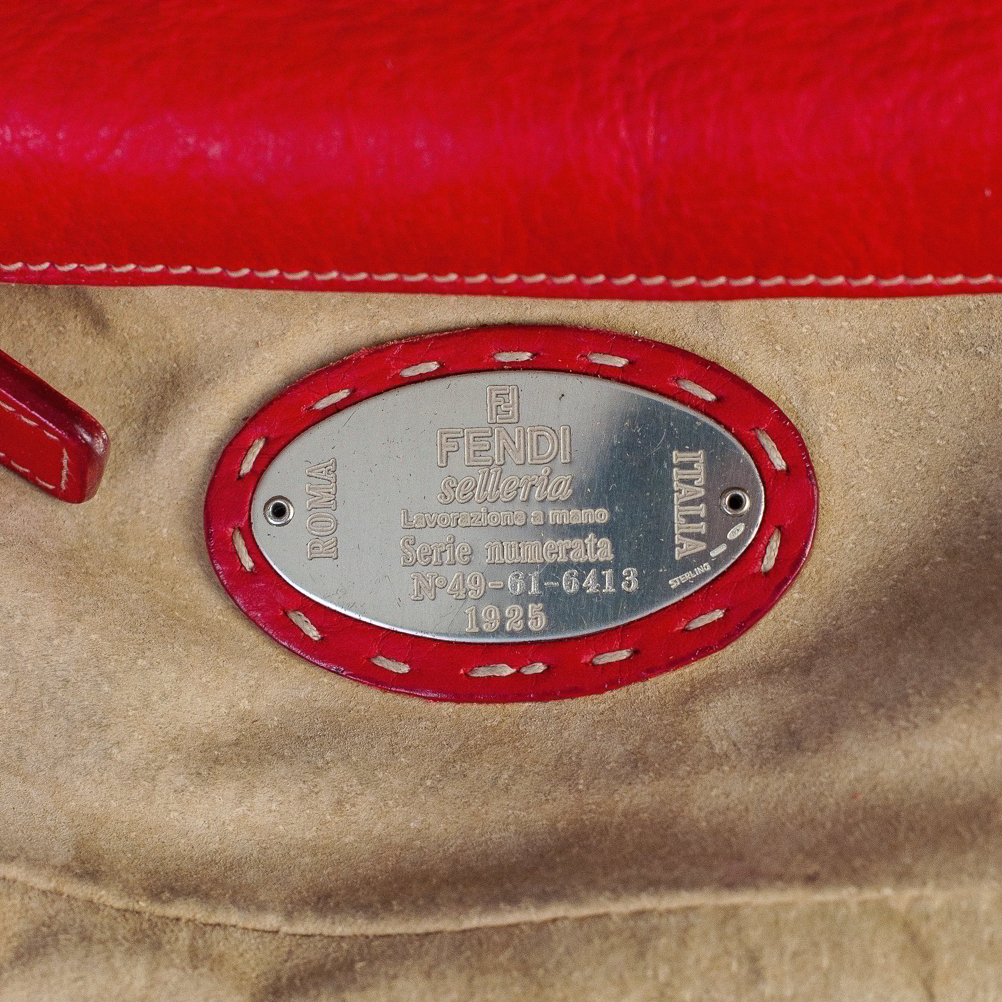 Image of Fendi Selleria Red Leather Baguette Shoulder Bag