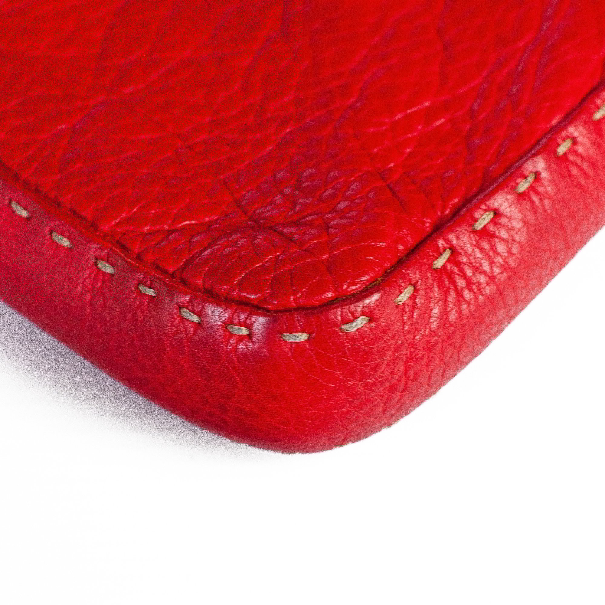 Image of Fendi Selleria Red Leather Baguette Shoulder Bag