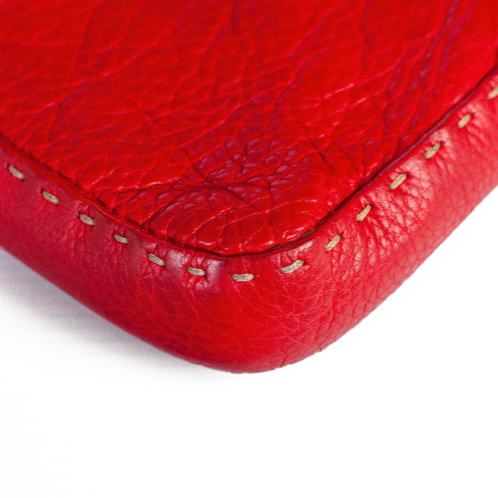 Image of Fendi Selleria Red Leather Baguette Shoulder Bag