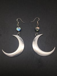 Image 2 of Moon and Abalone Earrings