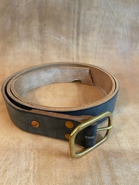 Image 3 of Oak Bark Black Bridle Leather Belt - Slim Buckle
