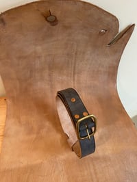 Image 2 of Oak Bark Black Bridle Leather Belt - Slim Buckle