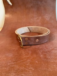 Image 3 of Oak Bark Dark Stain Brown Leather Belt - Slim Buckle