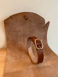 Image 1 of Oak Bark Dark Stain Brown Leather Belt - Slim Buckle