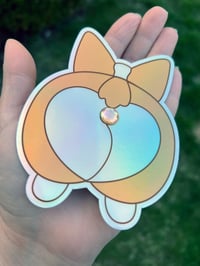 Image 2 of Corgi Butthole Sticker - Holographic 3D 