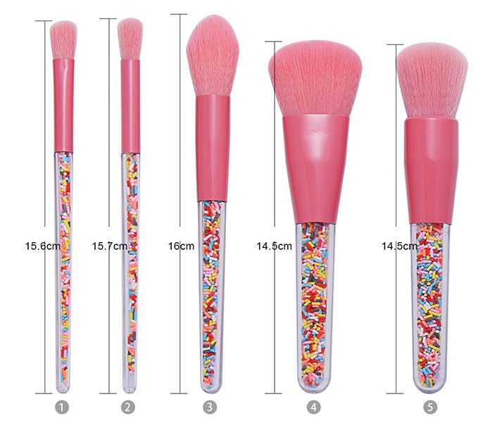 Image of Sweeten Up Your Makeup Routine with 5pcs Lollipop Candy Crystal Brushes Set