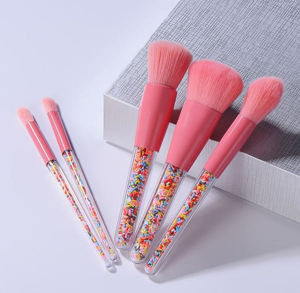 Image of Sweeten Up Your Makeup Routine with 5pcs Lollipop Candy Crystal Brushes Set