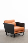 CLOVER LOUNGE CHAIR IN TORCHED TASMANIAN OAK WITH TOBACCO LEATHER - AVAILABLE NOW