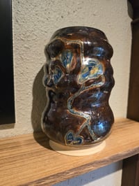 Image 1 of Bronze Vase with Blue Vines