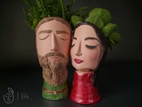 Image 1 of COMMISSION ARTWORK Quirky plant pots with faces Evie & Leshy