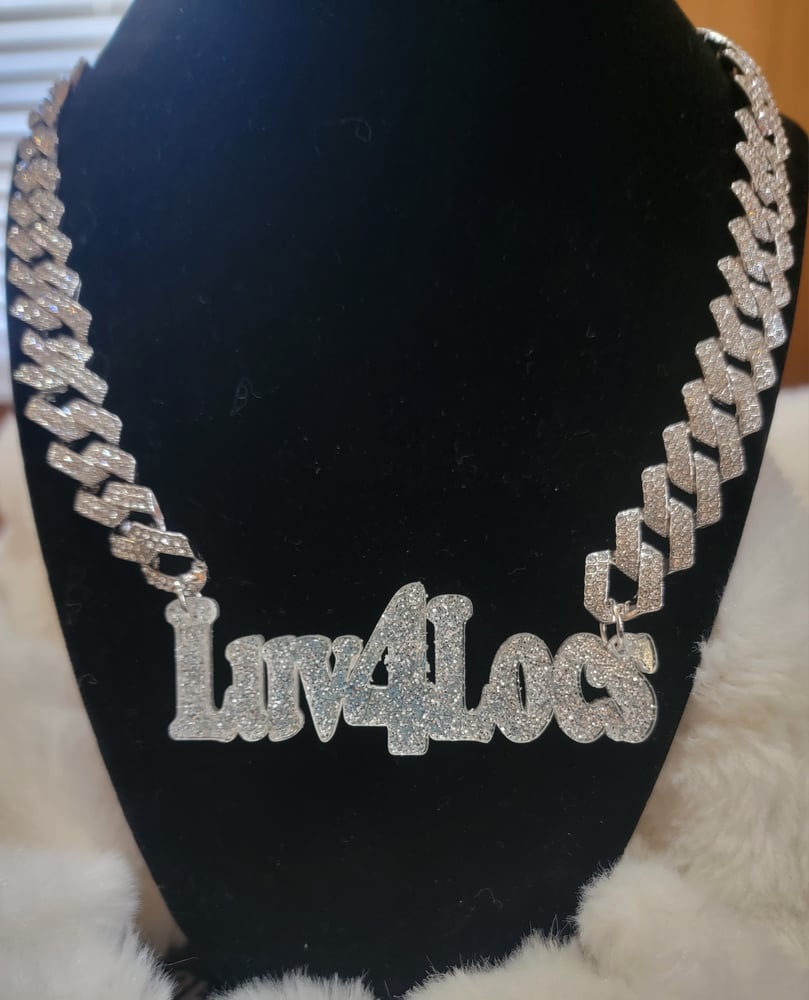 Image of  Rhinestone Nameplate Necklace 