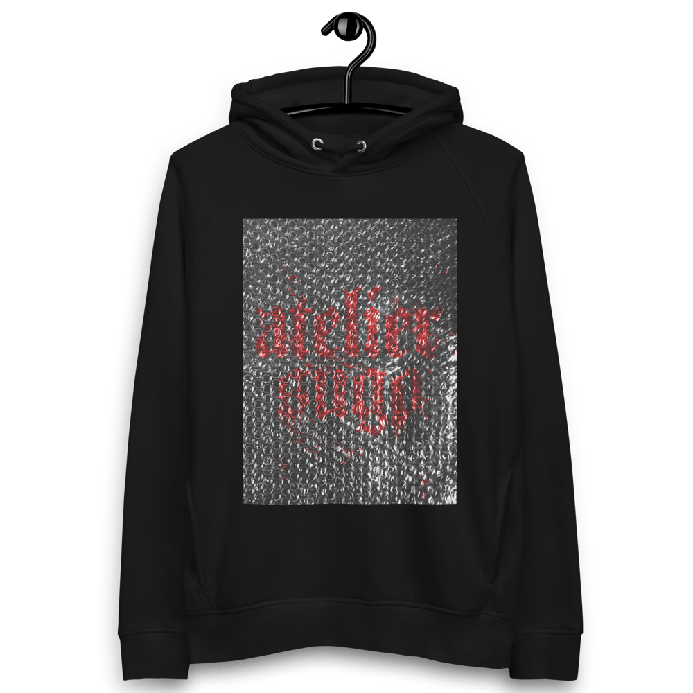 "BUBBLE POPPER" 300 g/m² BLACK UNISEX HOODIE