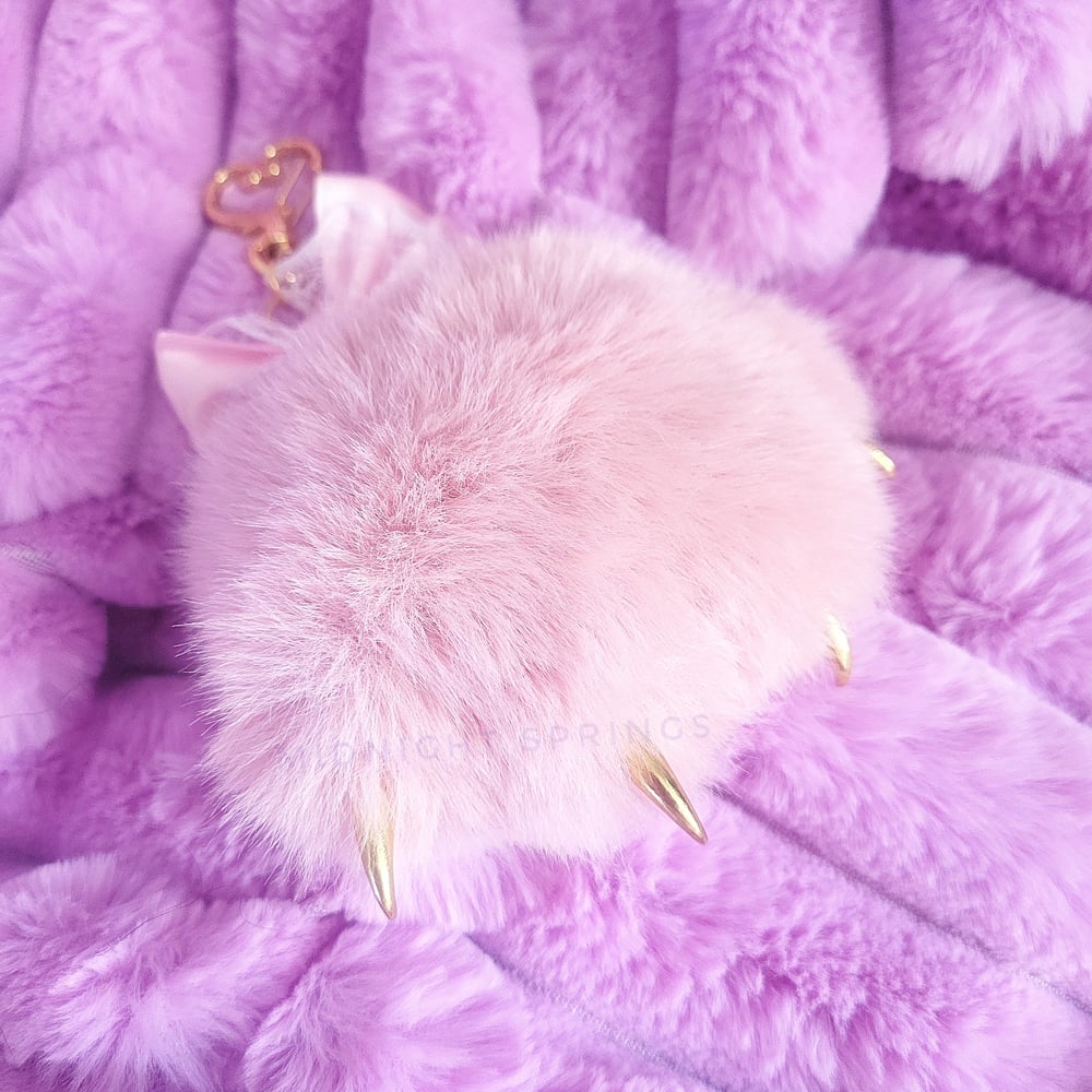 Image of [MADE TO ORDER] Fluffy Faux Fur Paw Keychains - Claws or no claws