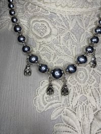 Image 1 of Acrylic Silver Beads with Hanging Baby Bats Necklace by Ugly Shyla