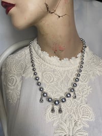 Image 2 of Acrylic Silver Beads with Hanging Baby Bats Necklace by Ugly Shyla