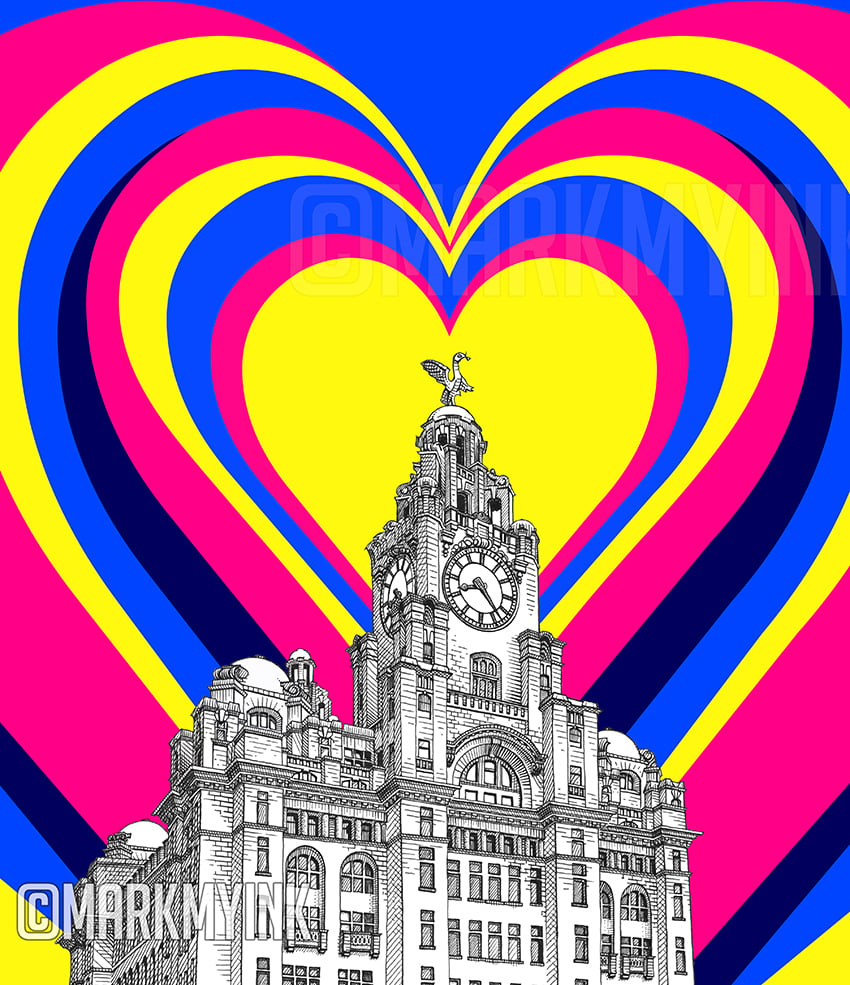 Eurovision 2023 Liverpool - Art Print - Keepsake Souvenir Design - Love Hearts